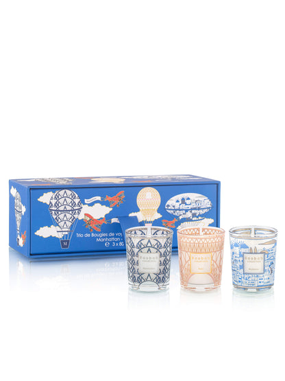 TRIO TRAVEL CANDLES MANHATTAN-PARIS-MYKONOS